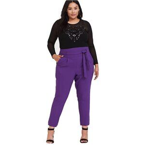 Torrid Women's Purple High Waisted Tie Front Skinny Pants Plus Size 24 NWT